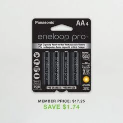 Panasonic Eneloop Pro AA High Capacity Ni-MH Pre-Charged Rechargeable Batteries (Pack Of 4)